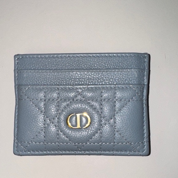Dior Quilted Blue Leather Card Holder - Picture 1 of 4